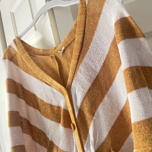 Yellow striped shorts sleeve sweater